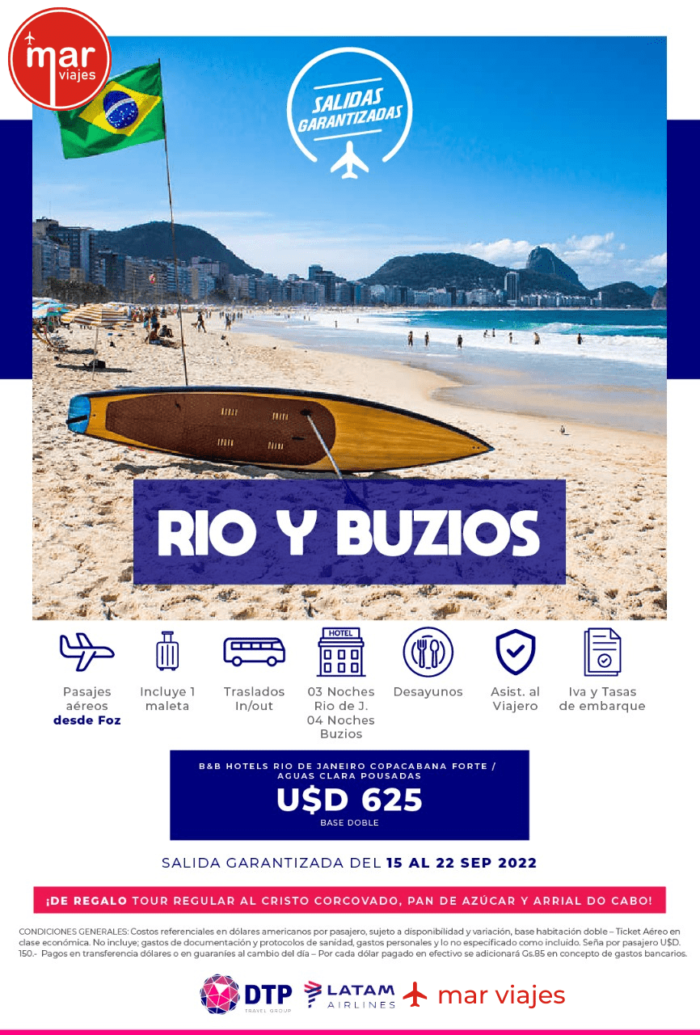 RIO Y BUZIOS 15 AL 22 SEPTIEMBRE